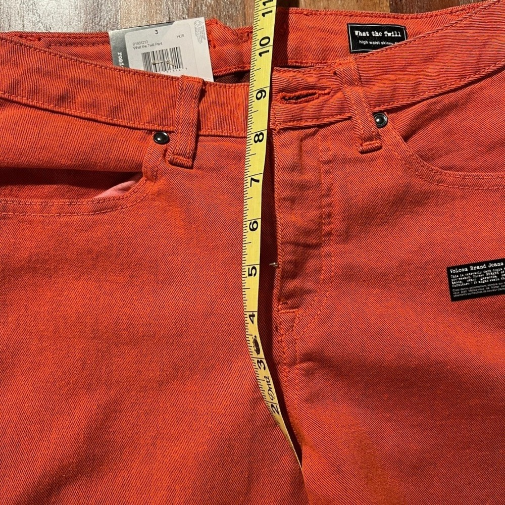 Volcom What The Twill Jeans Womens Size 3 Coral Red Blue Skinny Fit Stretch Pant - Picture 8 of 11